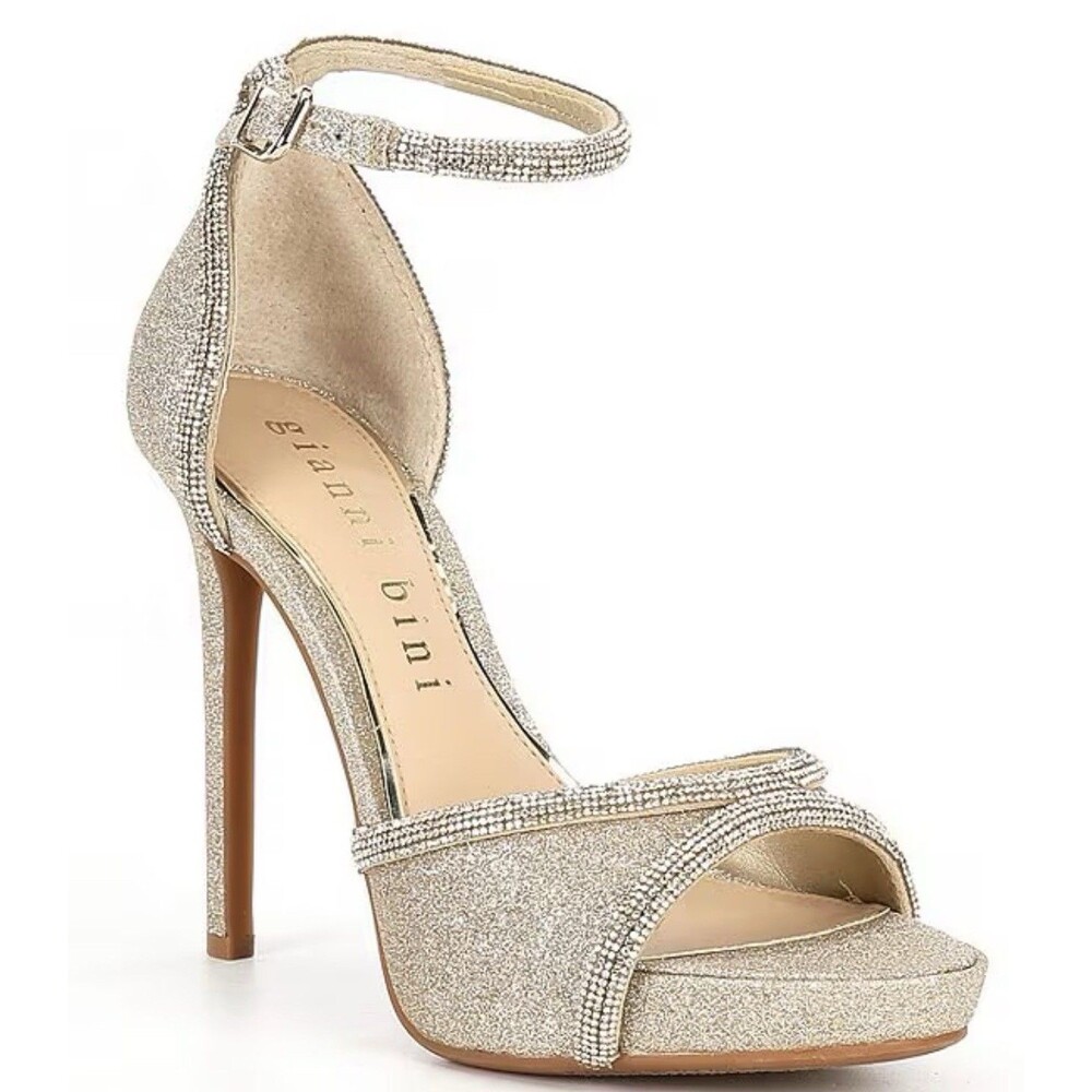 GIANNI BINI Constanz Glitter Rhinestone Platform Dress Sandals . Size 9.5